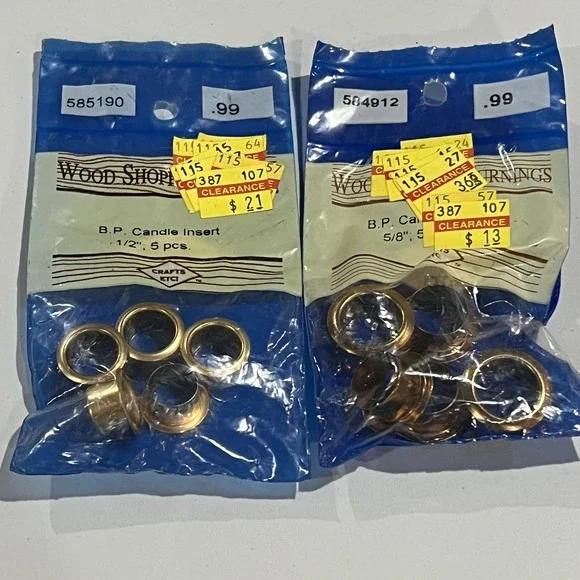 CRAFTS ETC! Wood Shop Brass Plated Candle‎ Inserts 1/2