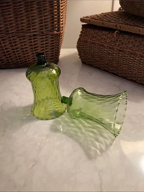 VTG  peg votive cups Home Interiors green Glass
