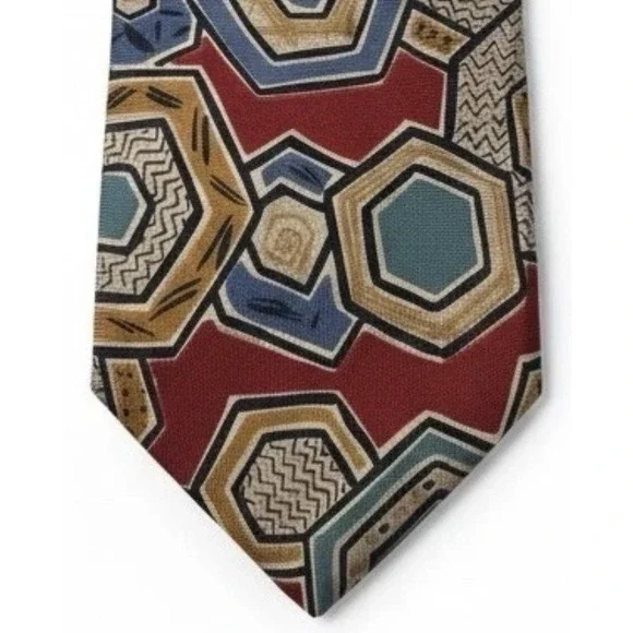 Vintage‎ Christian Dior Monsieur Silk Tie Geometric Made in USA