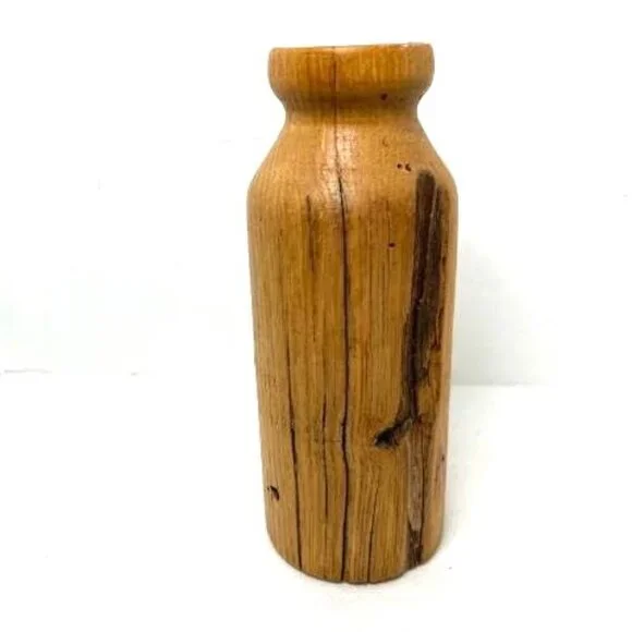 Vtg Hand Turned Candle Holder Dinner Taper Rustic Primitive 7.25