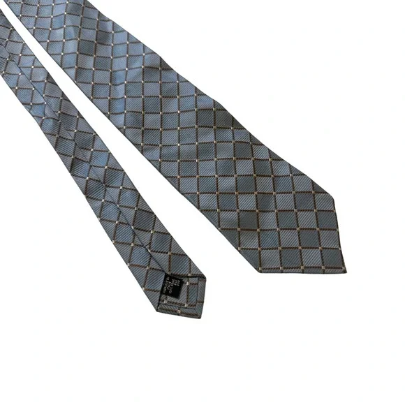 Brienno Silk Tie Mens OS Blue Diamond Geometric Italian Designer Luxury Formal‎