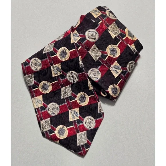 Bert Pulitzer Silk Tie Geometric Medallion Abstract Vintage USA 3.5x60