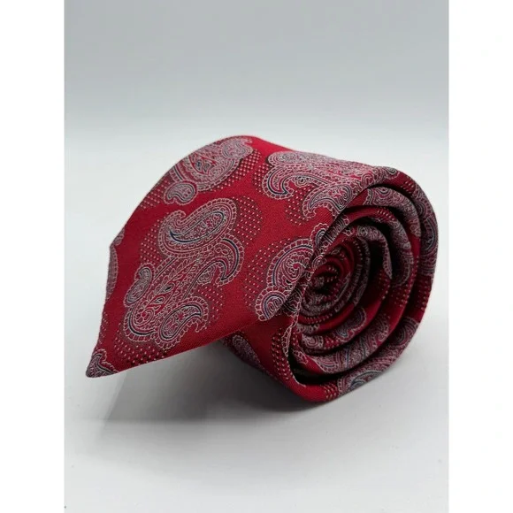 Canali 1934 Mens Red Paisley Silk Necktie Made in Italy Formal Business Tie