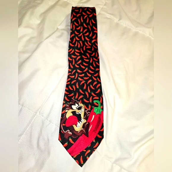 Looney Tunes Men's Taz Hot Pepper Silk Necktie