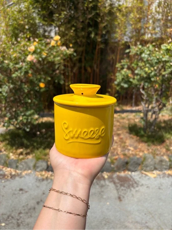 Yellow Sweese French butter keeper crock