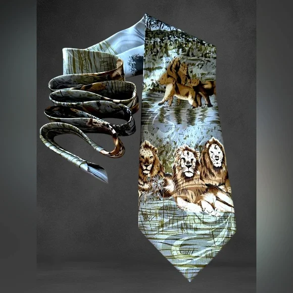 Giorgio Armani Cravatte Tie “Three Lions” Excellent Condition RARE