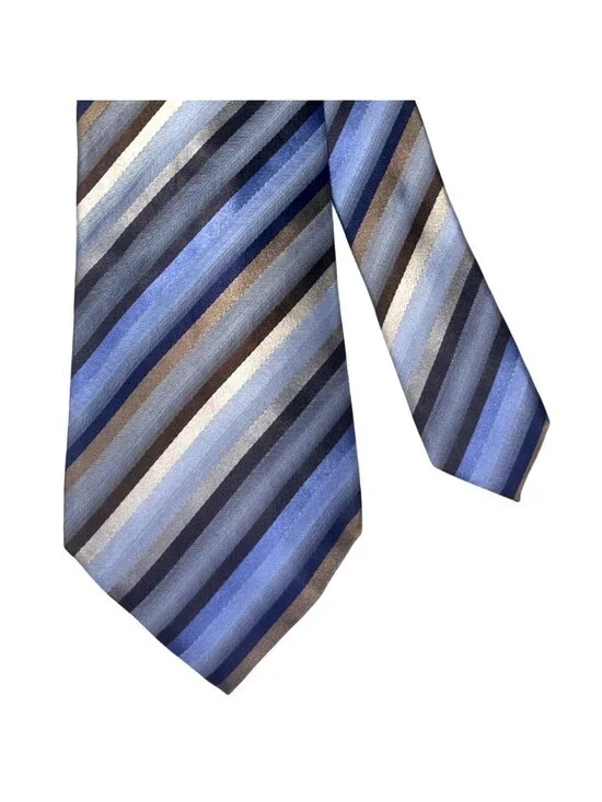 Kenneth Cole Reaction Designer Striped Tie Blue Gray Black Copper Gold (3/$15)
