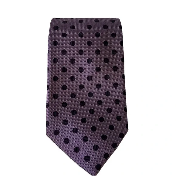Emilio Ponti Tie Purple On Purple Polka‎ Dot Silk Necktie Woven Selftipped