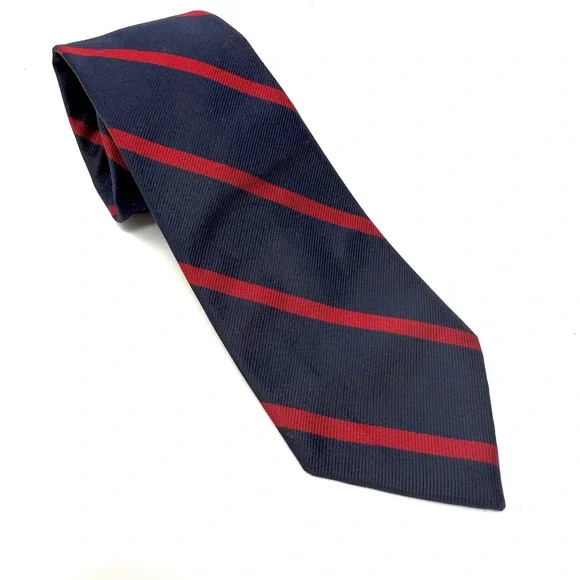 Reys and Lockwood New York Mens Silk Striped Tie Blue Red Hand‎ Sewn Made in USA