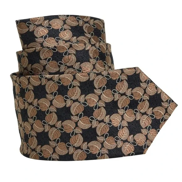 Jos.‎ A. Bank Necktie Men One Size Black Bronze Leaf Pattern 100% Silk