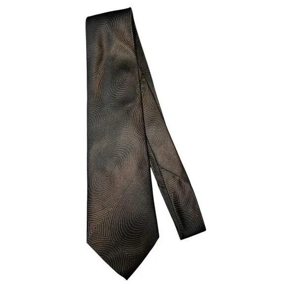 Bugatti Neck Tie Brown & Black Design 100% Italian Silk‎ Made in USA 58