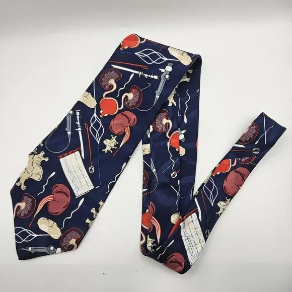 Medical Surgeon Doctor Heart Kidney Fertility EKG Hospital Print Tie 65 1/x3.75