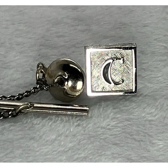 Vtg Swank Silver Tone Tie Tac Initial C Classic‎ Old Money Estate Luxury Retro
