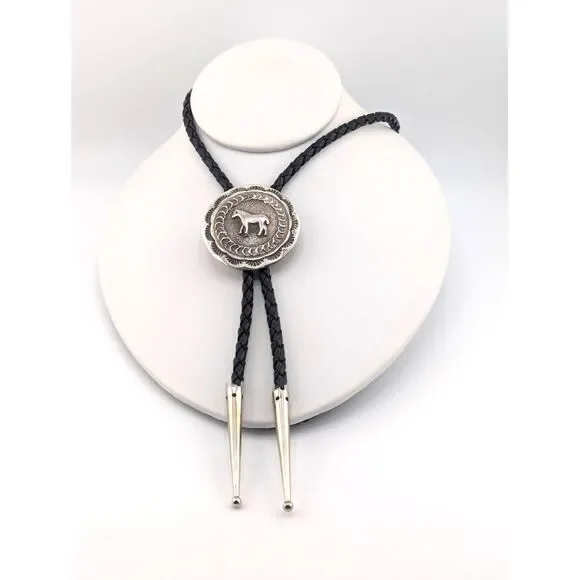 Bolo Tie‎ for Men, Sterling Silver, Horse Design Handmade***