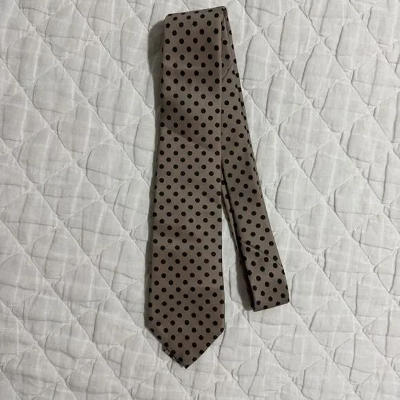 Vintage Brooks Brothers Tie Mens Beige Geometric Printed Makers Silk Made In USA