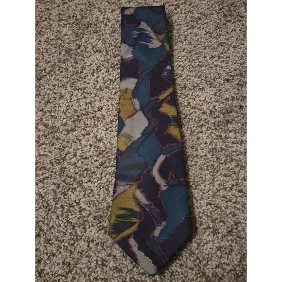 Vintage Guy Laroche Tie 100% Silk Made In USA Abstract Art