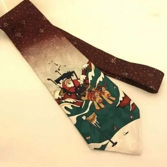 #3011 Christmas necktie with Santa and sleigh 53 X 4