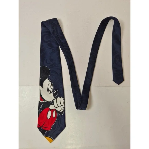 Vtg Disney Mickey Unlimited Navy Blue Mickey Mouse Graphic Necktie Balancine Inc