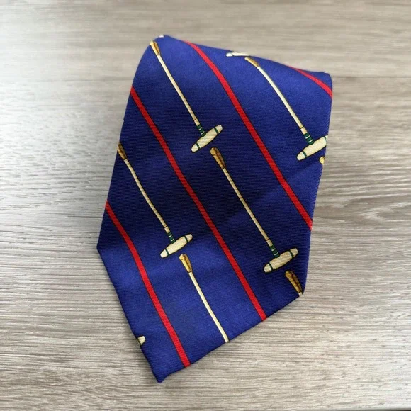 Polo Ralph Lauren Men Necktie Silk Polo Mallet Stripe Blue OS