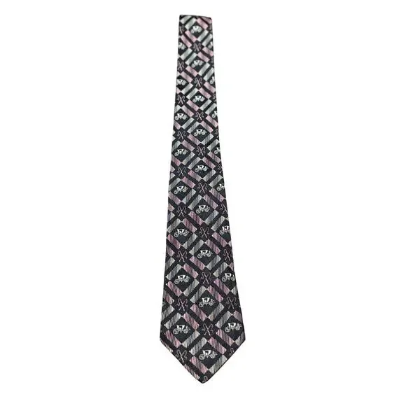 Vintage Regal X Arko's Classic Neck Tie Black/White/Pink Geometric Print