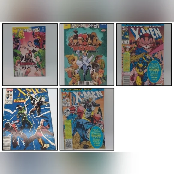 Marvel X Men Comic Books Set Of 5  Inhumans Vs, X-cutioners Song, Rogue, Polybag