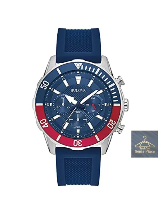 Men's Sport Chronograph Quartz Watch with Silicone Strap, 44mm, Water