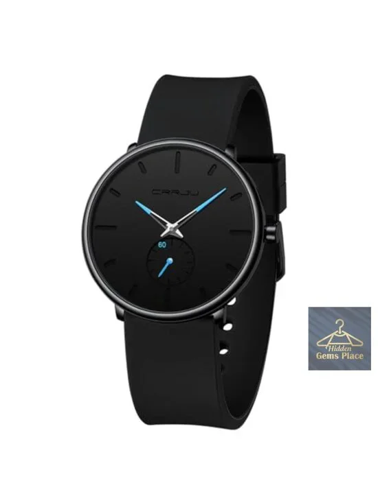 Casual Quartz Unisex Wristwatch, Ultra Thin Round Dial Silicone Strap, Water