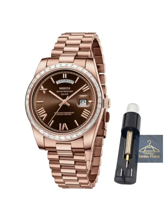 Men's Analog Quartz Watch, Stainless Steel Band, Day Date, Water Resistant