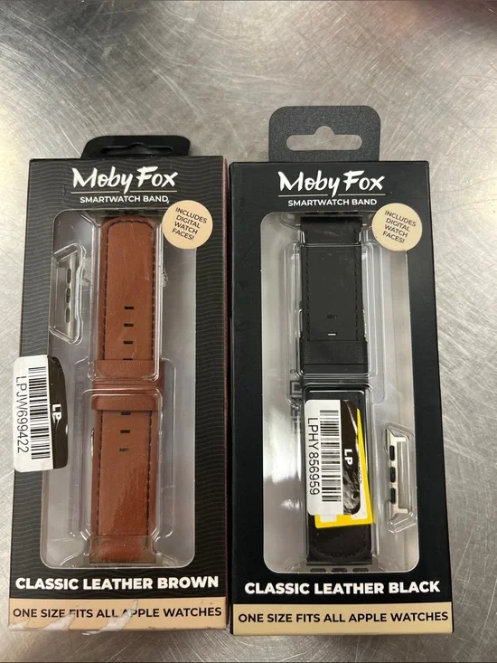 Classic Leather Brown & Black Moby Fox Smartwatch Bands