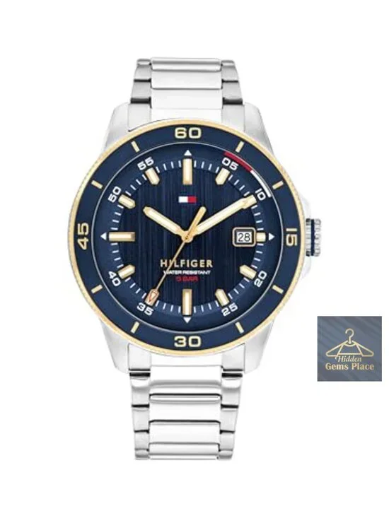 Men's 43mm Quartz Watch Stainless Steel Case Date Window Water Resistant