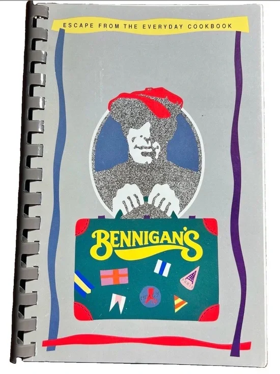 Bennigan's Restaurant Escape From the Everyday Cookbook VTG 1989 Recipes 80s