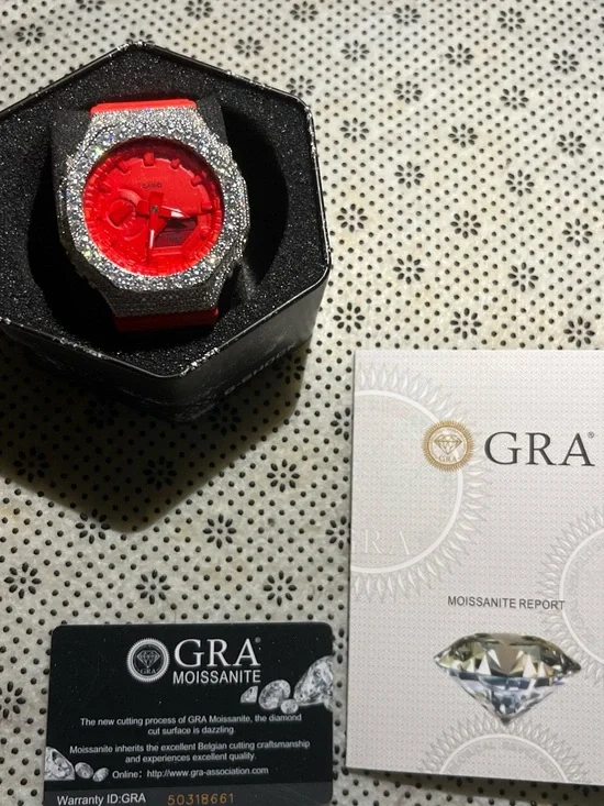 Red Men's Watch with Sparkle Bezel
