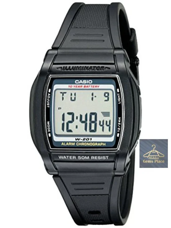Casio Men's W201-1AV Alarm Chronograph Wrist Watch Quartz Mineral Crystal