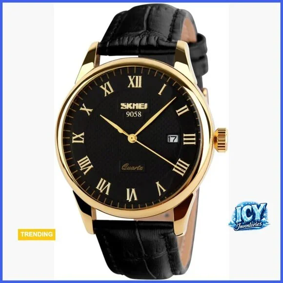 Men's Quartz Wristwatch Roman Numeral PU Leather Band Water Resist Analog