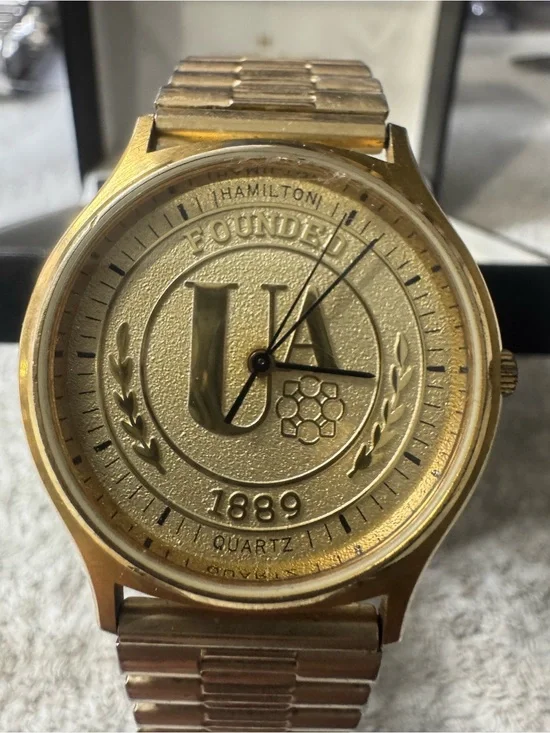 #198 Hamilton Gold-Tone Men’s Watch with Emblem Dial