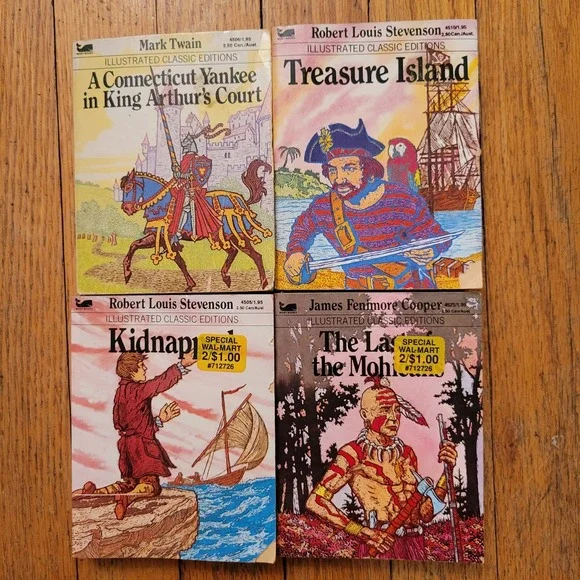 4 Vintage Moby Books‎ Illustrated Classic Editions Treasure Island Kidnapped