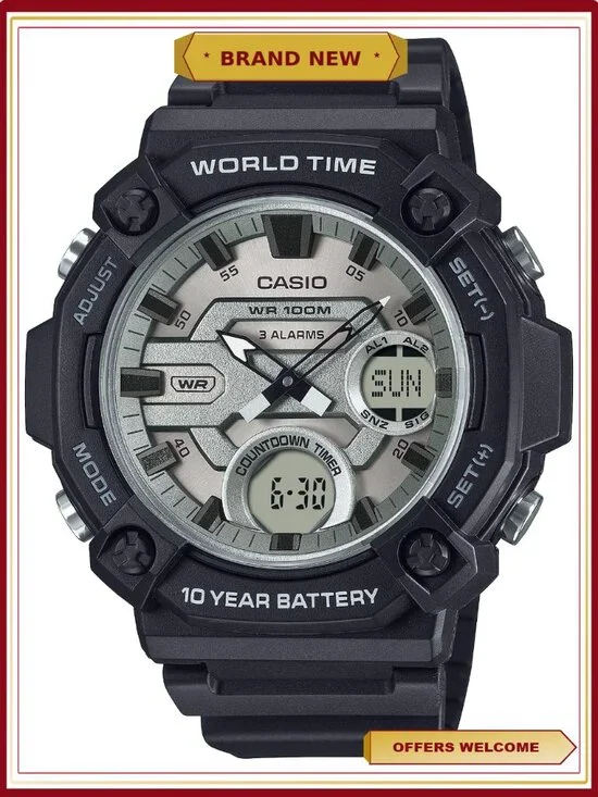 Mens Chronograph Wristwatch 100M Water Resistant 10-Yr Battery
