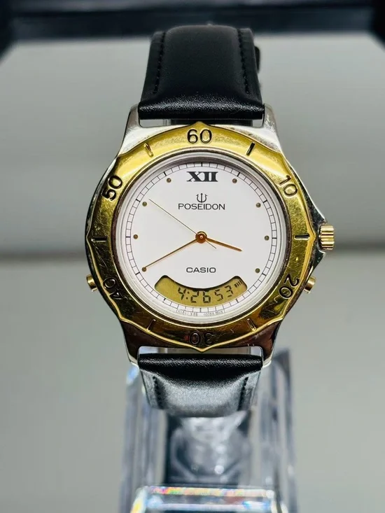 Vintage Casio PNM-500 Poseidon Men Watch  Analog Digital Quartz New Battery Runs