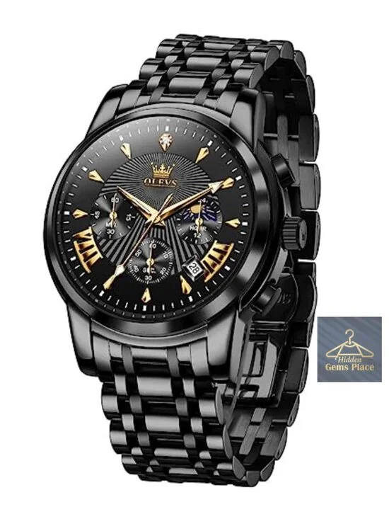 Luxury Waterproof Luminous Chronograph Watch with Stainless Steel Bracelet