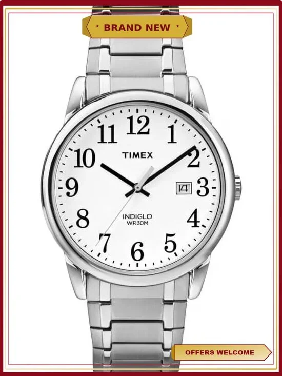 Men's Silver Analog Wristwatch with Date, Water Resistant