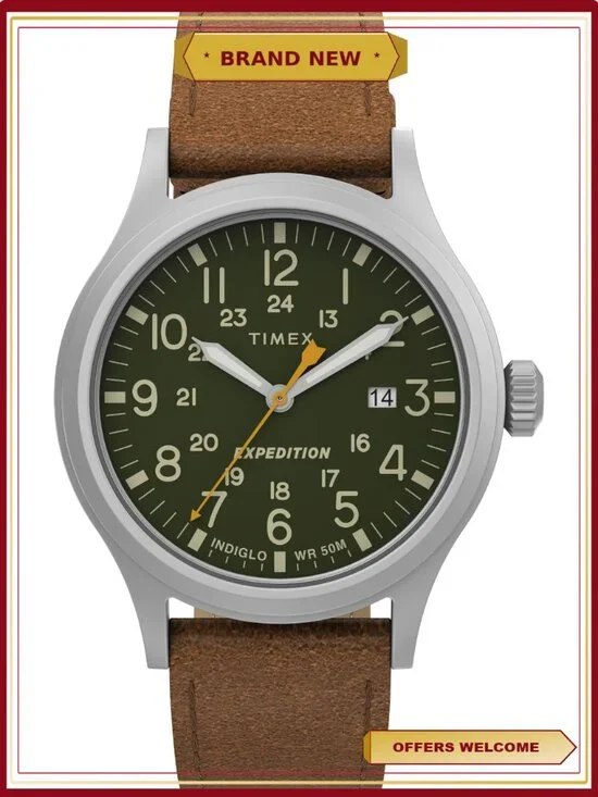 Men's Expedition Scout Brown Leather Strap Watch
