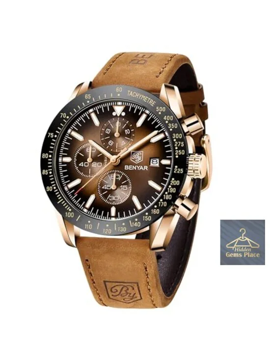 Men's Chronograph Quartz Watch Waterproof Luminous Stainless Steel