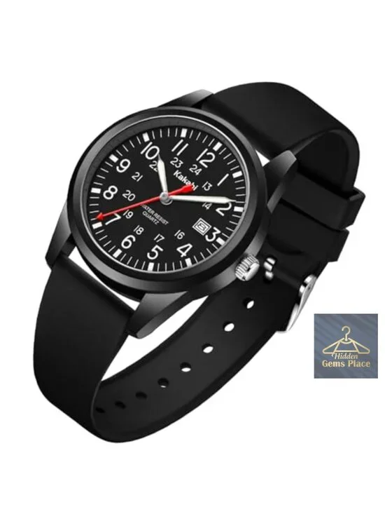 Men's Easy to Read Military Sport Analog Quartz Wristwatch with Silicone Strap,
