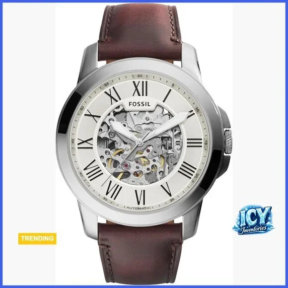 Stainless Steel and Leather Chronograph Watch with Automatic Movement