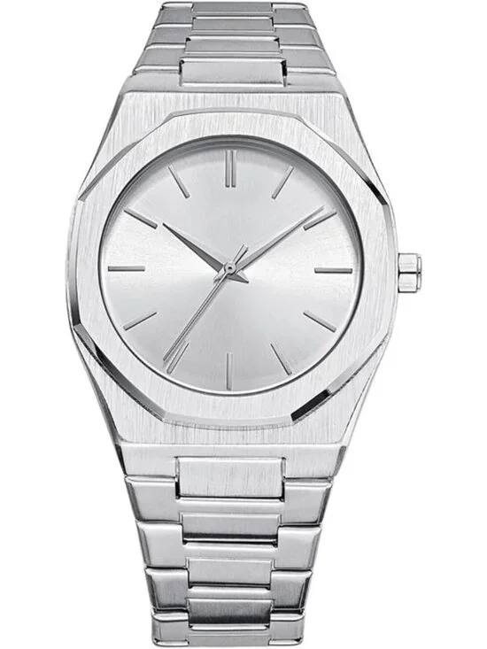 Men's Silver Fashion Analog Stainless Steel Waterproof Classic Dress Wrist Watch