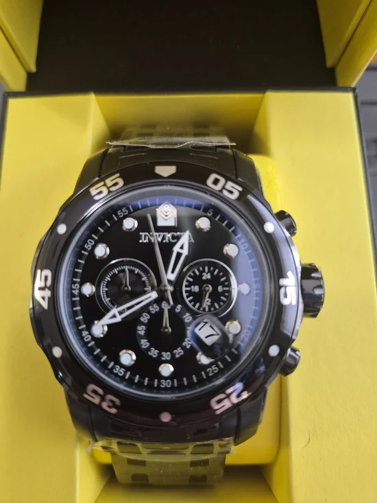 Invicta 0076 Black Pro Diver Men's Chronograph Dive Watch with Black Dial
