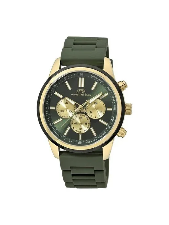 NWT Porsamo Bleu Logan Chronograph Quartz Green Dial Men's Watch