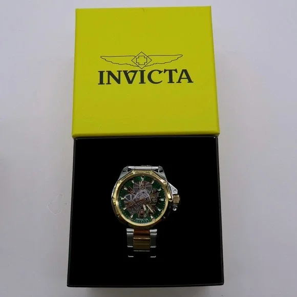 Invicta Vellic Objet D Art Men's Watch w/ Skeleton Dial - 44mm. Gold. Steel New