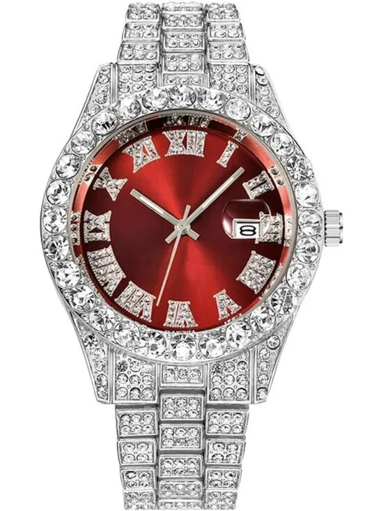 Stylish Men's Diamond Crystal Bracelet Watch - Quartz Analog Fashion Timepiece