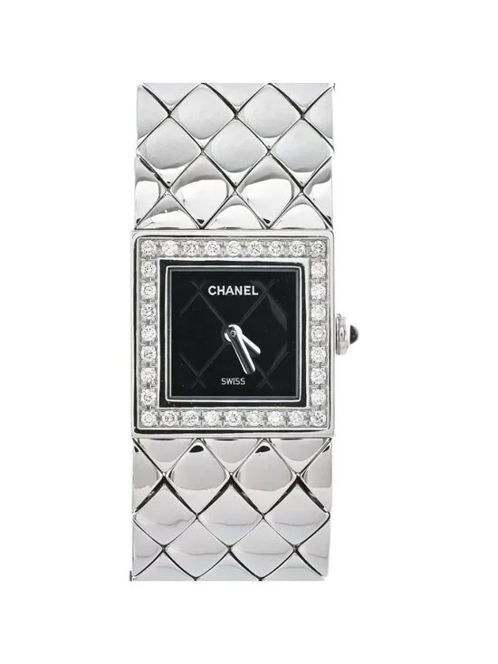 Chanel Watch Quilted Silver